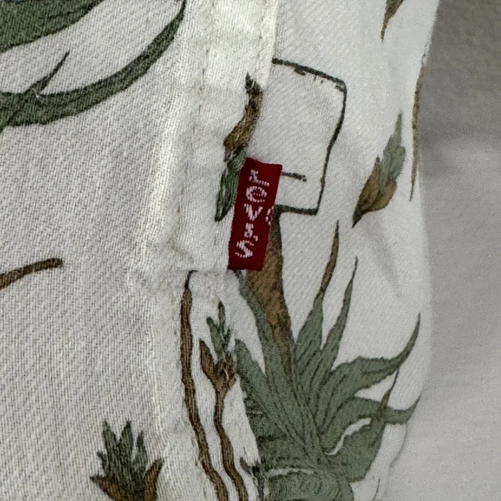 Levi's Men's Size M Cubano Cream‎ Plant Relaxed Fit Button Up Shirt 72625-0028